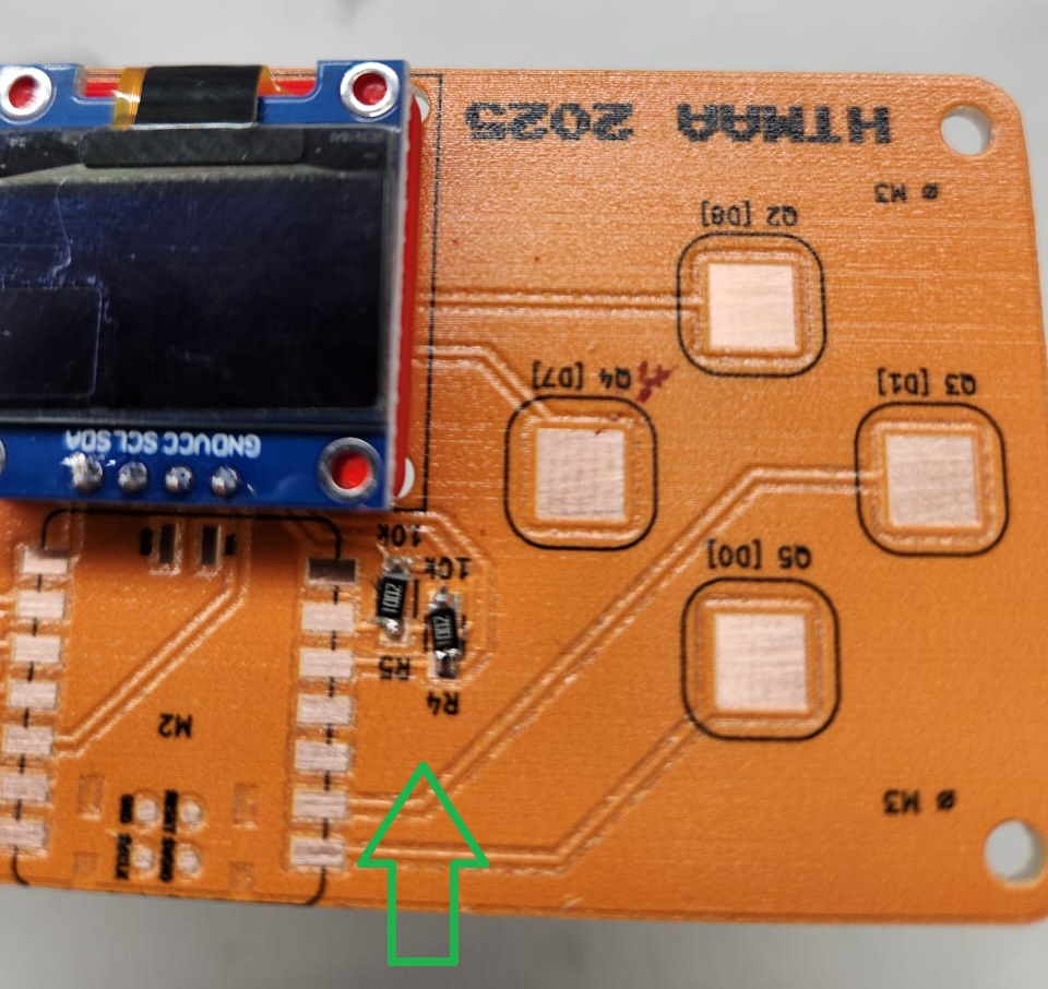 Two resistors soldered